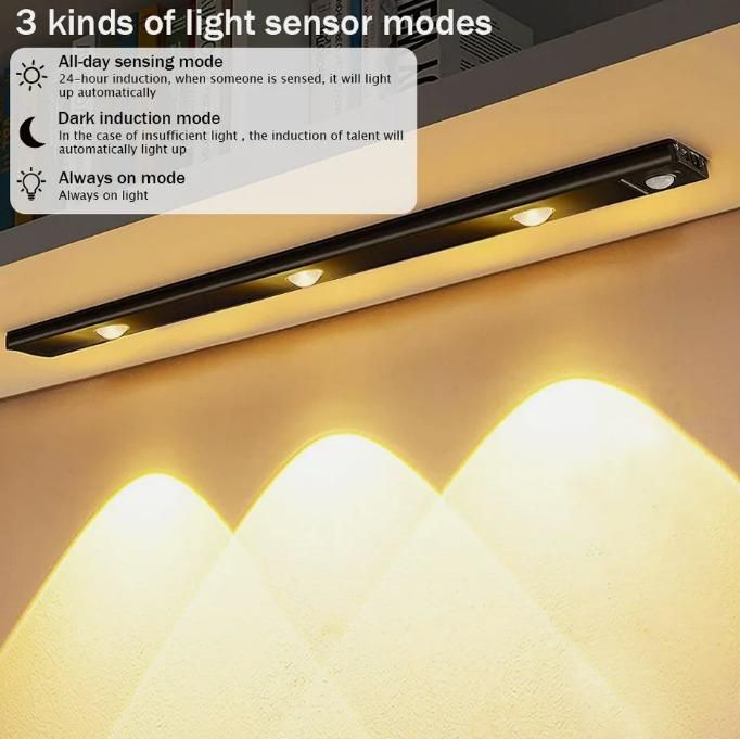 LED PIR Motion Sensor Light Cabinet  With USB Rechargeble